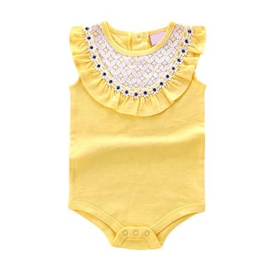 China Baby Romper Jumpsuit Soft Plain Cotton Knitted Baby Clothes Newborn Romper Short Sleeve for sale