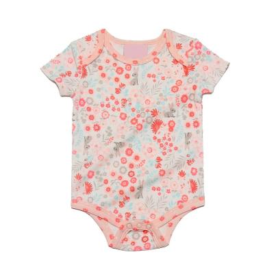 China Cozy baby clothes 2022 new arrival baby clothes cute soft baby girl print jumpsuit ruffle baby romper for 0-24M Girls New Born shortsleeve for sale