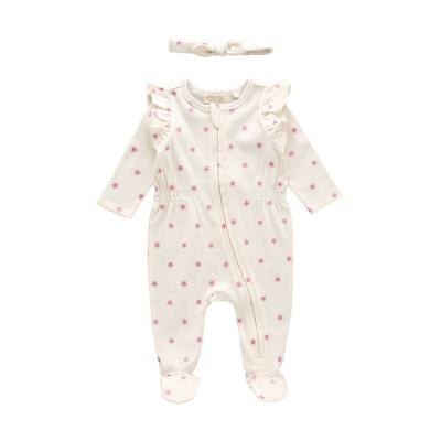 China Competitive Price 96%COTTON 4% SPANDEX Customized Anise Star Pattern Cotton Baby Girl Romper Dress Baby Overalls for sale