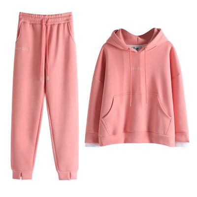 China Fashion Cotton Winter Women Jogger 2 Piece Long Sleeve Breathable Tracksuit Cropped Sweatshirt Sweatpants Hoodies And Pants Set for sale