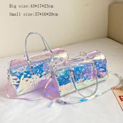 China Shoulder Jelly Large-Capacity Sports Handbag Good quality PVC Short-distance laser travel unisex transparent shoulder bag for sale