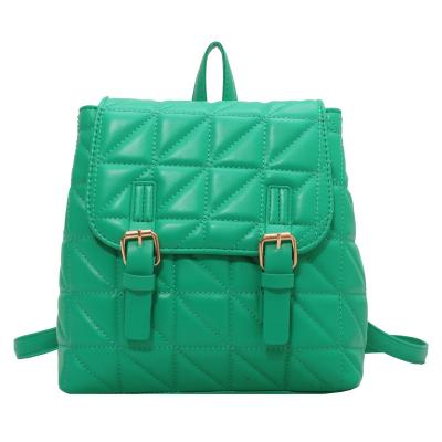 China Latest Arrivals Wholesale Waterproof PU Leather Backpack Clips Bright Color Stitched Fashion Women Backpack 2022 Travel Bag for sale