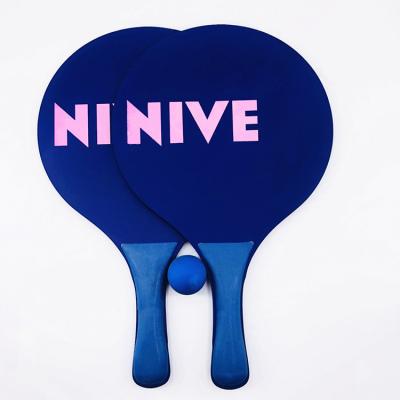 China Factory Wholesale Good Quality Beach Wooden Paddle Beach Games Wooden Tennis Racket With Ball for sale