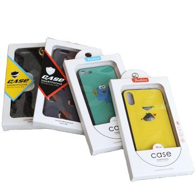 China Biodegradable Empty Folding Custom Printed LOGO Cell Phone Case Packaging Box With Window Plastic Small Gift Wrapping Paper Box for sale