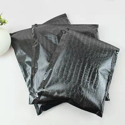 China Disposable Eco Friendly Black Ziplock Bag For Apparels Custom Recycled Ziplock Packaging Bag Frosted Black Plastic Bags for sale