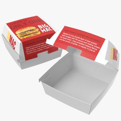 China Disposable Custom Color Printed As Design Disposable Cuboid Hamburger Paper Box for sale