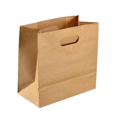 China Recyclable Wholesale Custom Logo Paper Kraft Paper Food Packaging Bag With Handle for sale