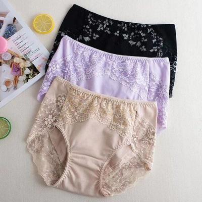 China Anti-Bacterial High Waist XL-3XL Soft Brief Ladies Cotton Underwear Panties Women Underwear Lace Panties Big Large size panties for women for sale