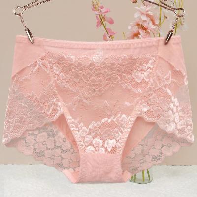 China Anti-Bacterial Wholesale High Waist Fat Women Briefs Soft Las Bragas High cut Panties Ladies Underwear women Large size panties Lace Panties for sale