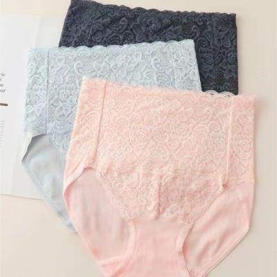 China Anti-Bacterial OEM lace high waist belly suction buttock lifting panties 2xl ladies high cut underwear cotton briefs women Large size panties for sale