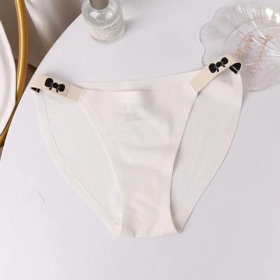 China Anti-Bacterial 5 colors women underwear solid color breathable high stretch low waist brief one piece nylon Ice silk ladies traceless panties for sale