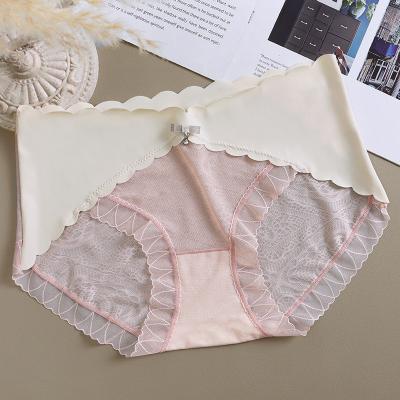 China Anti-Bacterial 6 colors High waist  panties breathable seamless lace underwear women comfortable high stretch brief traceless panties for women for sale