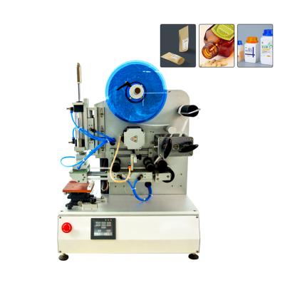 China Hot Vending Food Semi-automatic Square Flat Bottle Double Side Labeling Machine for sale