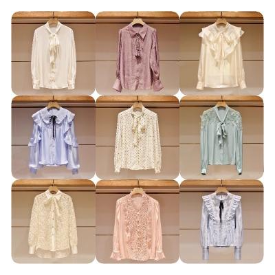 China Anti-pilling Wholesale Autumn Spring Korea straight retro design women satin shirt solid color long sleeve causal lady's tops blouse shirt for sale