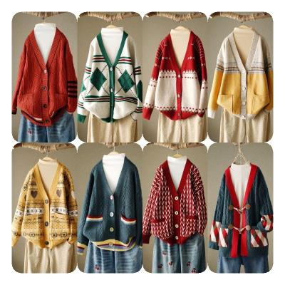 China Anti-wrinkle women cardigan sweater Lady Cardigan Warm Knitted Sweater Jacket Pocket Embroidery Fashion Knit Cardigans Coats for sale