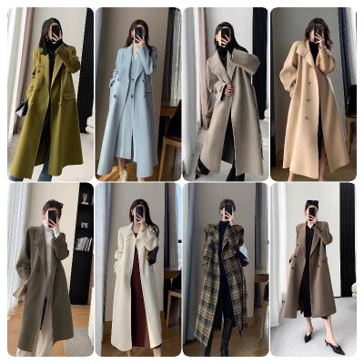 China Sustainable Factory directly supply custom double breasted jackets classic long windproof belt trench coat women long trench coat for sale