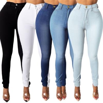 China QUICK DRY 2023 Wholesale price Garment wash cotton Button High Waist Skinny Casual Custom Womens Jeans for sale