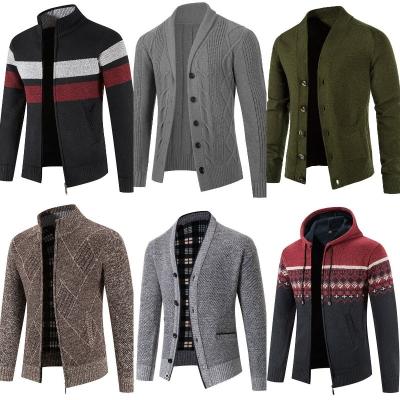 China Anti-wrinkle Men's cardigan sweater knitting winter full zipper long sleeve thick cardigan coat for sale