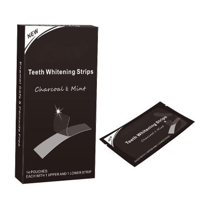 China Convenient Wholesale Factory Price Coconut Charcoal Black Flavor Whitening Strips Private Label Teeth Whitening Strips for sale