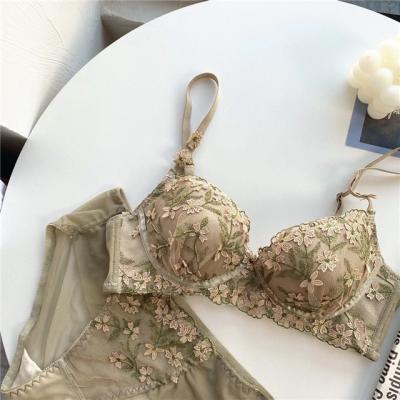 China Wholesale Mature Pump Girl 32 Size A Small B Cup Padded Bralette Sets Women Underwire Gather Lift Up Bra Set for sale