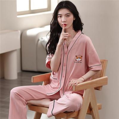 China Wholesale QUICK DRY cardigan woman sleepwear pajamas set ladies knit pajama cotton plus size women pajamas for sale