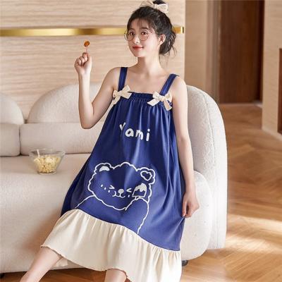 China Korean Style Nightgown Cotton QUICK DRY Pajamas Plus Size Cute Sleepwear Girls Babydoll Night Dress for sale