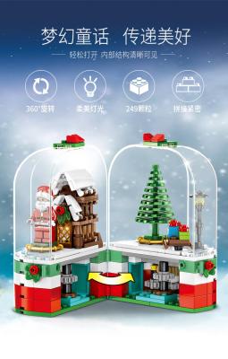 China Rotating Building Toy Fun Christmas Gifts Christmas Building Blocks With Lights Hot Selling Children's Gifts for sale