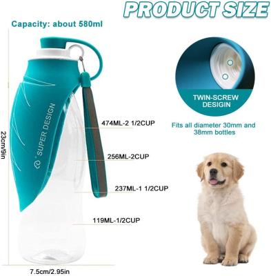 China 580ml Drop Pet Drinking Water Fountain One Pet Drinking Water Bottle Silicone Travel Design Leaf Dog Soft Drinker Outdoor Pet Water Dispenser Basin for sale