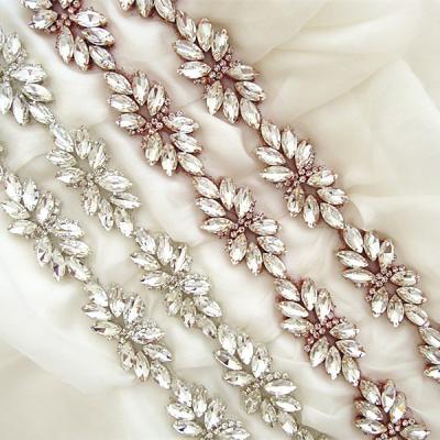 China Flatback (10 yards )Wholesale bridal crystal rhinestone applique trim iron on for wedding dresses belt WDD0829 for sale