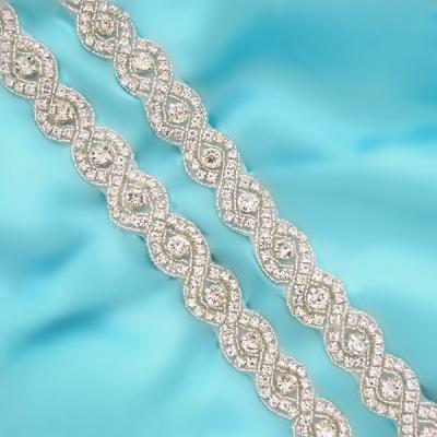 China Flatback (10 yards )Wholesale bridal hand beaded sewing crystal rhinestone applique trim iron on for wedding dresses belt WDD0827 for sale