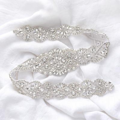 China Flatback (30pcs)Wholesale bridal handmade beaded sewing silver crystal rhinestone appliques IRON ON for wedding dresses sash belt WDD0740 for sale