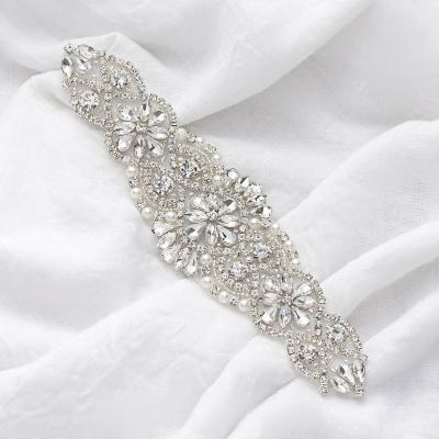 China Sew on/iron on (30pcs)Wholesale bridal beaded sewing silver rose gold crystal rhinestone applique iron on for wedding dress garment WDD0152 for sale