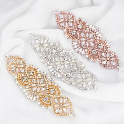 China Flatback 30pcs/lot Rhinestones silver rose gold crystal rhinestone applique patch hand sewn hot fix sew on iron on for dress WDD0017 for sale