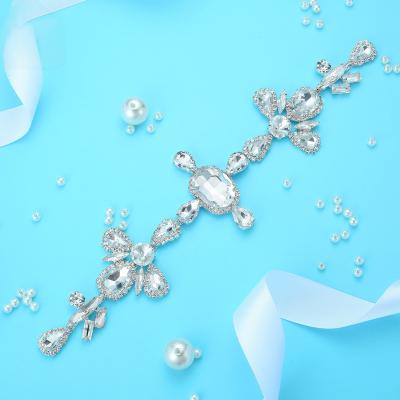 China Flatback (30pcs) Wholesale welding crystal rhinestone applique trim silver AB color sew on for dress accessory WDD1256 for sale