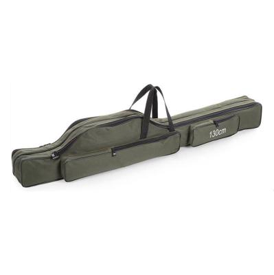 China Rod Fishing Gear Tackle 2 Layer 3 Layer Folding Fishing Rod Case Canvas Fishing Pole Tools Storage Bag for sale