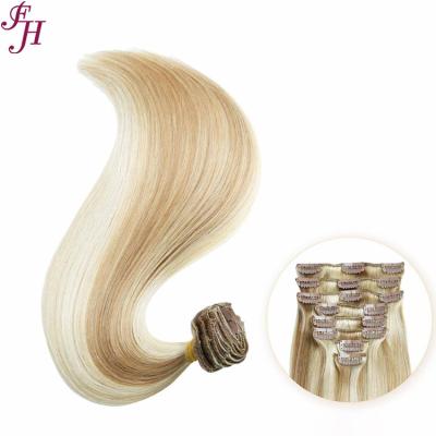 China Silky Straight Wave FH Hair Clip In Extensions P#12/16/613 Wholesale Double Ended Virgin Virgin Clip In Hair Extension for sale