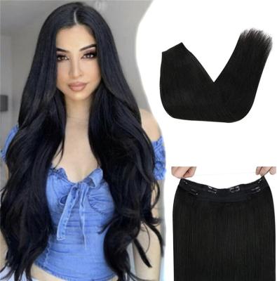 China Beautiful Big Remy Human Hair Brazilian Natural Silky Straight Flowing Black FH Invisible Clip In Hair Extension With Four Clips for sale