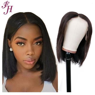 China FH Barely Shedding Thick Soft Sleek Ready To Ship Rwa Hair 13x4 Lace Short Brazilian Transparent Bob Lace Front Wigs For Color Women for sale