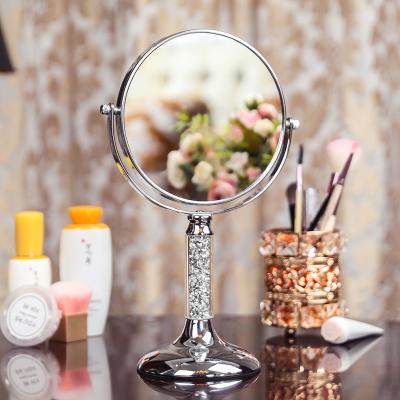 China ZOS003 Crystal Custom Double Sided Mirrors Magnifying Table Makeup Vanity 5X Magnifying Cosmetic Mirror With 360 Degree Stand for sale