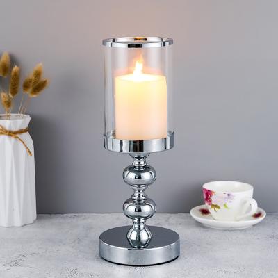 China Newest Design Top Quality Table Home Decor Clear Metal Silver Candle Holders Candlesticks ZX206 for sale