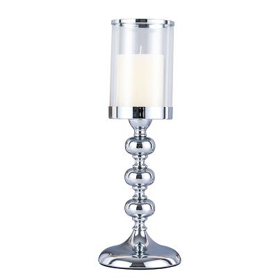 China Hot Selling Hand Made Wedding Metal Crystal Candle Holder Candlesticks Silver Home Decoration Table Centerpieces ZX211 for sale