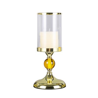 China Factory Wholesale European Style Gold Clear Creative Metal Crystal Candle Holder ZX402 for sale