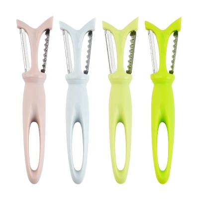 China Sustainable Hot Stainless Steel Multifunctional 2 in 1 Julienne Peeler for Potato Vegetable for sale