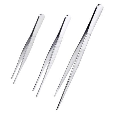 China Yangjiang Viable Factory Low Moq Stainless Steel Food Tong Plating Culinary Kitchen Tweezers Chef Tweezers For Cooking BBQ for sale