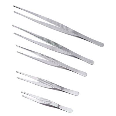 China 30cm Long Sustainable Stainless Steel Kitchen Chef Tweezers Sets Food Tongs With Serrated Tips For Cooking for sale