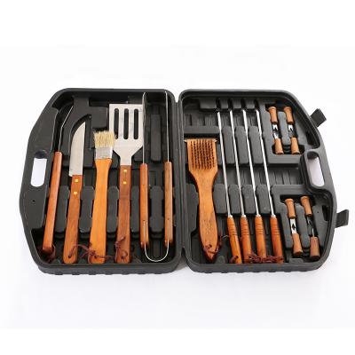 China Easily Cleaned 18 Piece Barbecue Accessories Grill Tool Kit Stainless Steel BBQ Set With Plastic Case for sale