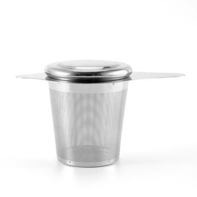 China WITH LID China Supplier Large Capacity Double Handles 18/8 Stainless Steel Tea Infuser Mesh Strainer With Lid for sale