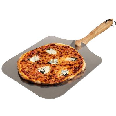 China 14inch 16inch Disposable Aluminum Pizza Skin With Foldable Wooden Handle for sale