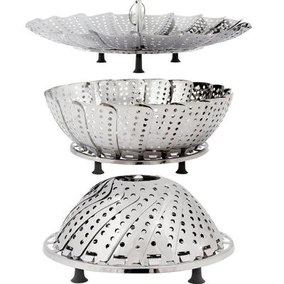 China Sustainable Stainless Steel Steamer Basket Steamer Vegetable Food for sale