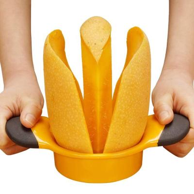 China Sustainable Stainless Steel Mango Core Pitter Divider Splitter Mango Peeler Mango Slicer With Handle Non Slip Rubber Handle for sale